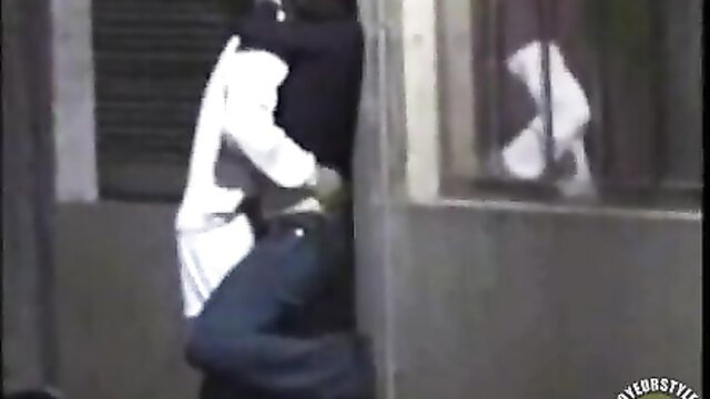 Hot amateur chick fingered hard against wall in back alley