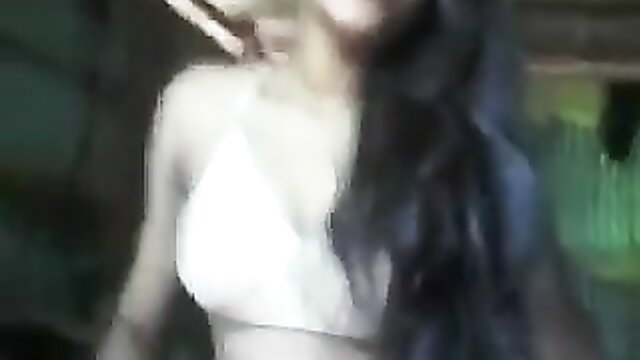 Indian neighbor strips in white lingerie showing tits and ass