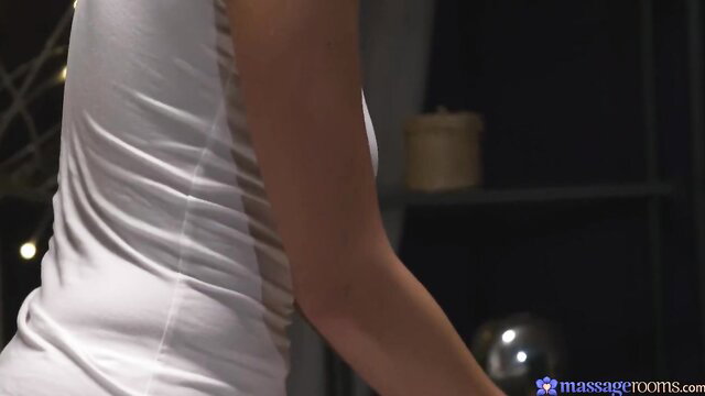 Foxxi Black Oiled Back Massage in Tight White Top - MassageRooms