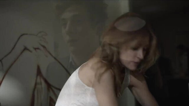 Sasha Alexander barefaced brunette in tank top, sexy silhouette pose