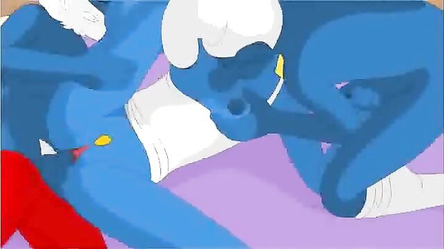 Smurfette Smurfs hentai sluts fucking blue skin cartoon orgy