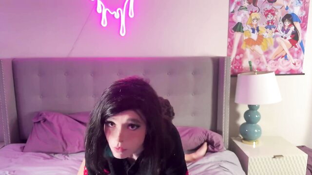 Trans girl in bed asks stepbro to shave ass, he has other plans