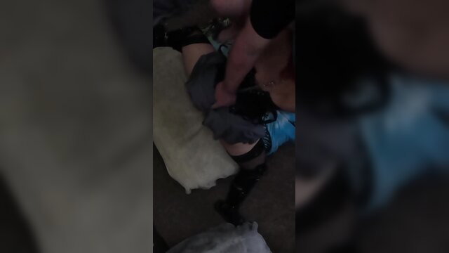 Blurry homemade anal gangbang thumbnail with woman facefucked by multiple cocks