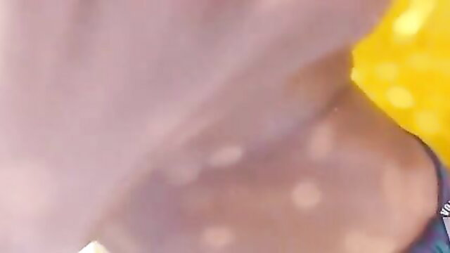 Stunning ebony goddess masturbates wet pussy at public beach