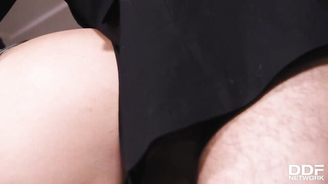 Big ass white babe in black dress bent over for New Year's group sex