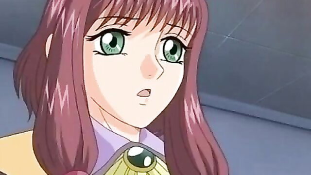 Anime girl with pink hair and green eyes in library uniform