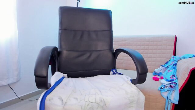 Cloybaby Stripchat cam girl empty office chair striptease setup