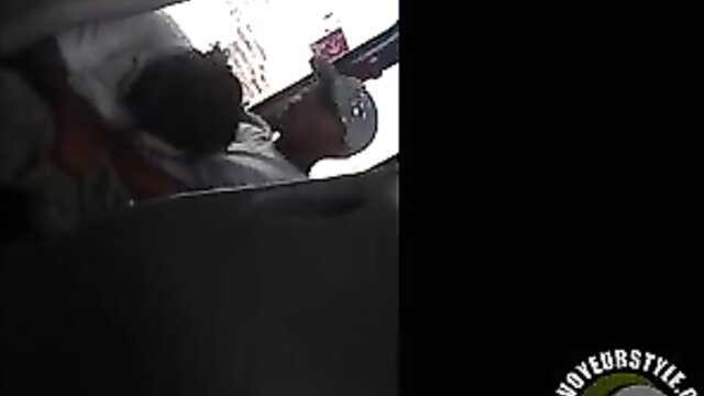 Black woman giving hardcore blowjob on public bus transport
