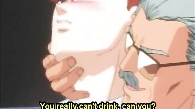 Anime gay men yaoi hentai thumbnail, old man teases flushed face closeup
