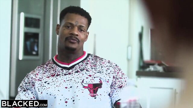 Bree Daniels stares at monster BBC in Bulls jersey kitchen tease