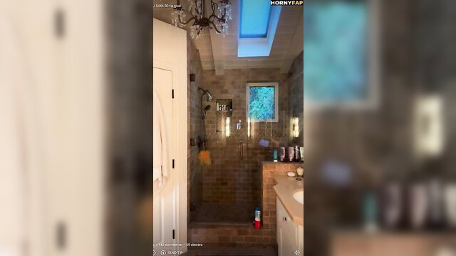 Lindsey Pelas in luxurious bathroom, nude lingerie try-on tease