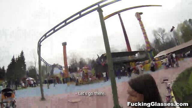 Amateur POV teen hottie at amusement park, public pickup tease