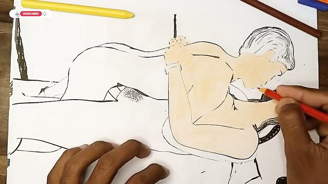 Neha Bhabhi drawing erotic MILF art of nude couple fucking
