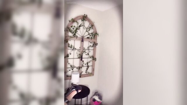 Saucy PAWG in sexy black high heels by table, interracial tease