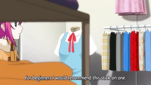 Petite pink-haired anime girl recommends stick-on toy in hentai