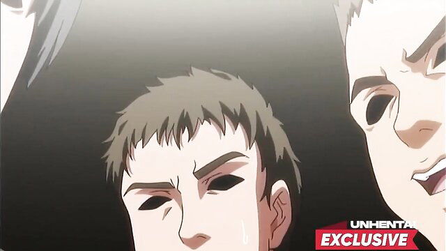 Two intense anime MILFs in hentai creampie threesome action