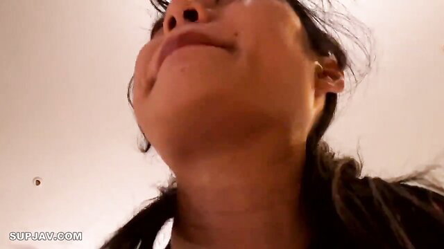 Volleyball-trained Asian beauty's close-up face and neck in erotic video thumbnail