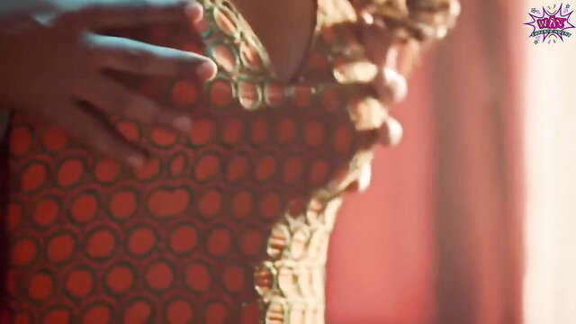 Indian tailor hot web series babe in polka dot dress cleavage tease