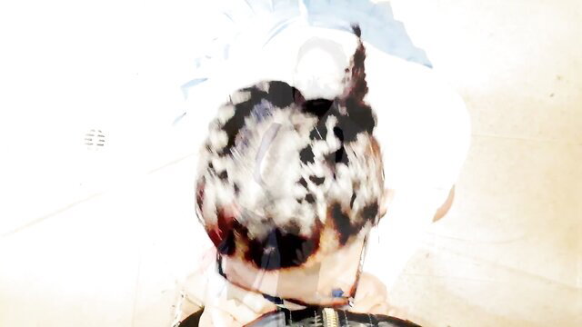 Blurry student bent over after class, school uniform skirt up, explicit sex