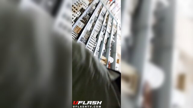 MILF flashes huge bulge in store aisle, POV watch voyeur tease