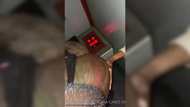 Victoria Cakes grabs huge black ass by red light box in hot clip