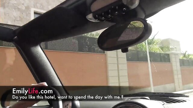 Amateur MILF housewife in car invites to hotel day fuck