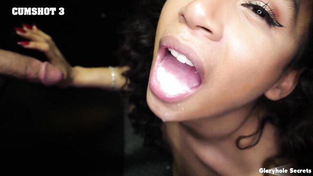 Kitt Lacey mouth filled with BBC cumshot at gloryhole