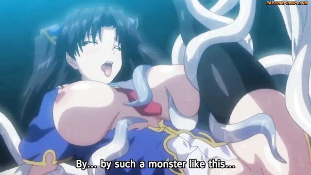 Anime futa girl with huge tits fucked by tentacles in hentai scene