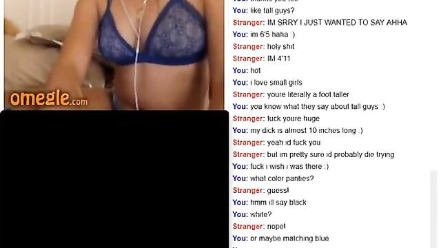 Omegle teen Asian in lace bra flashing tits, asking height