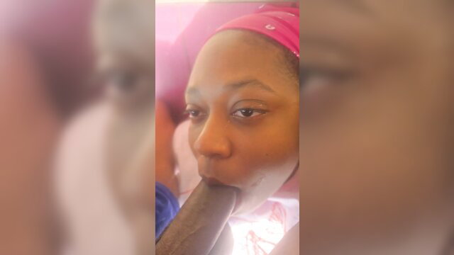 Black babysitter deepthroating cock on balcony facefuck