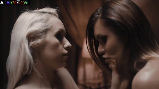 Kitana Lure and Christina Shine nude lesbian stare-down