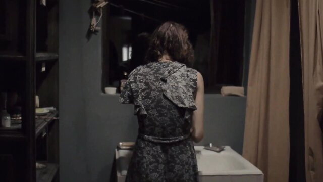 Radmila Shegoleva back view in sexy lace dress, DAU Katya Tanya nude scene