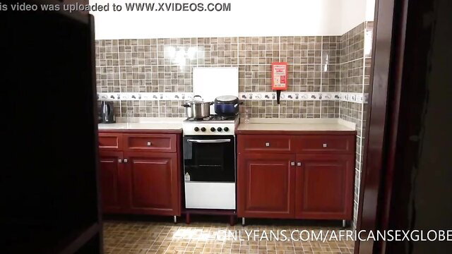 African MILF wedding day kitchen fuck by ex boyfriend