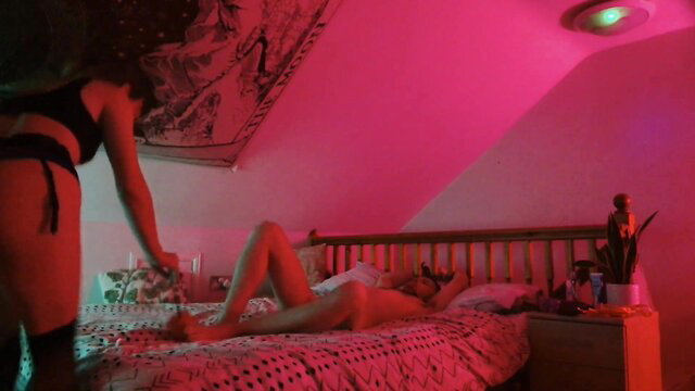 EliLake69 trusses up wolf in lingerie, taunts on bed