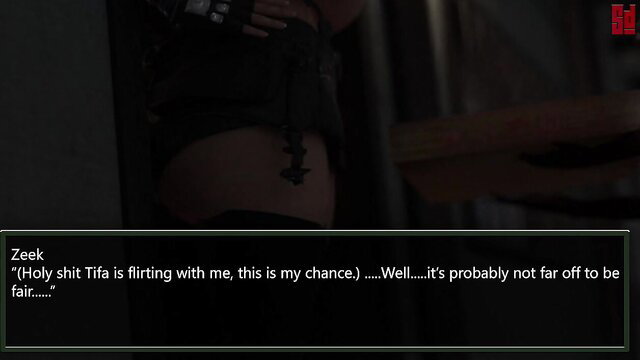 Sexy Tifa Lockhart in lingerie flirting, teasing ass up closeup