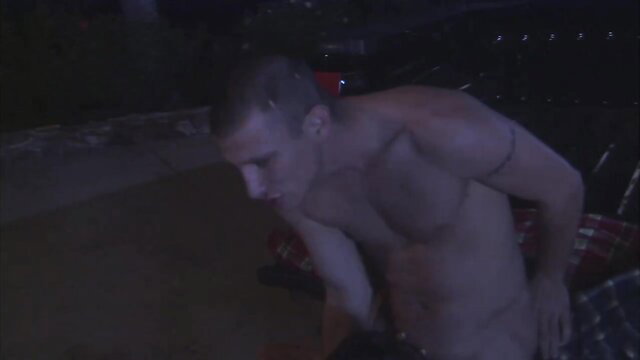 Muscular white guy nude in night car sex action, Skankery amateur video thumbnail