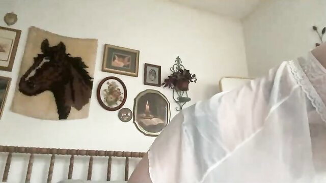 Rosepetalflora in sheer white lingerie, vintage room tease