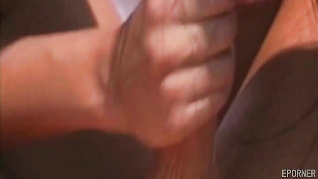 Perverted busty MILF handjob with big tits closeup