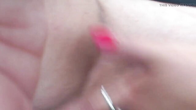 Horny wife fingers wet pussy hard in car while husband drives