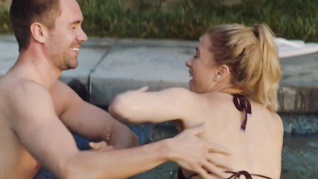 Iliza Shlesinger hot bikini scene with man in pool from Good on Paper