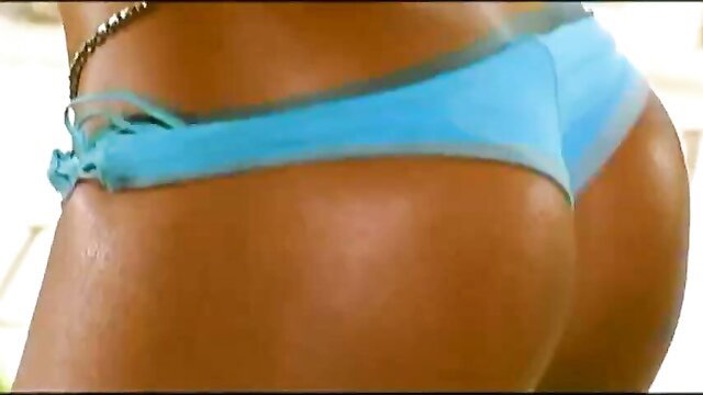 Mayara Rodrigues in skimpy blue thong bikini, thick juicy ass