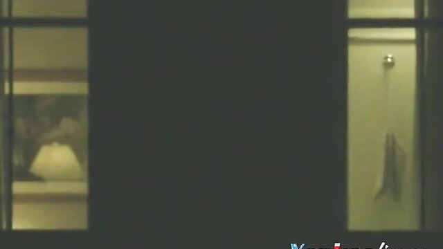 Blurry hotel window voyeur masturbation scene thumbnail