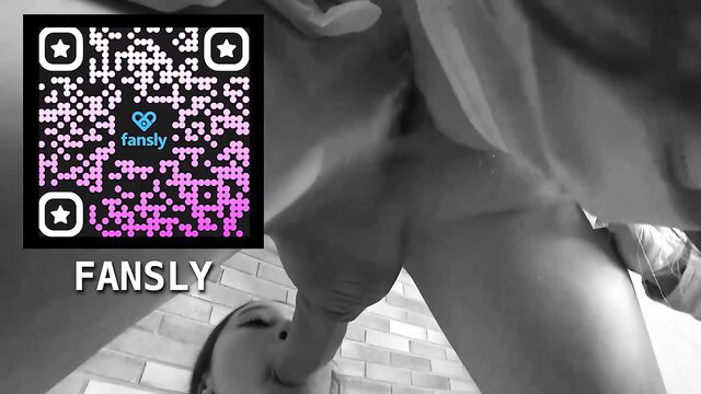 Fansly amateur's upskirt pussy tease on public floor POV