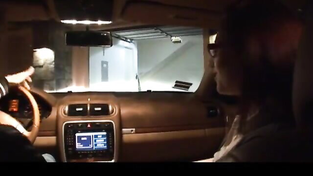 Cameron Love in car POV, sexy glasses and blouse tease