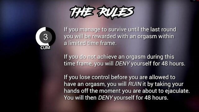 JOI orgasm denial challenge rules: Survive rounds without cumming for 48hr penalty