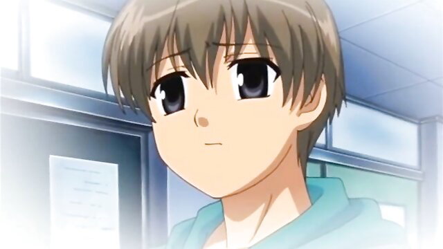 Cute anime boy in school uniform from Chikan Monogatari ep 1