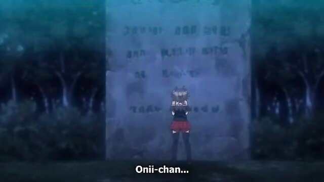 Anime succubus girl in red skirt calls Onii-chan at night, JAV hentai