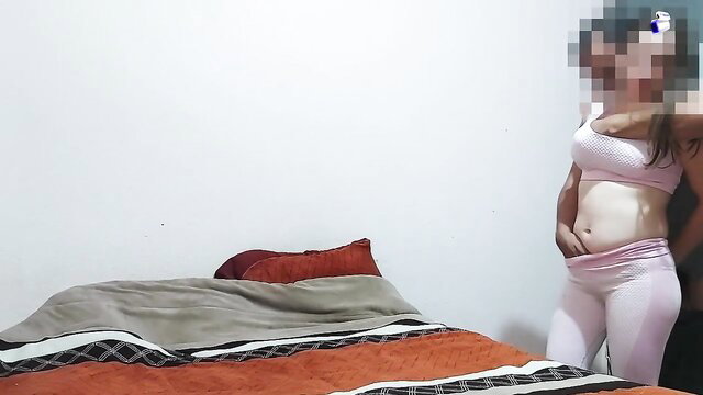 Hot pregnant 18yo Mexicanas amateur creampie in pink lingerie