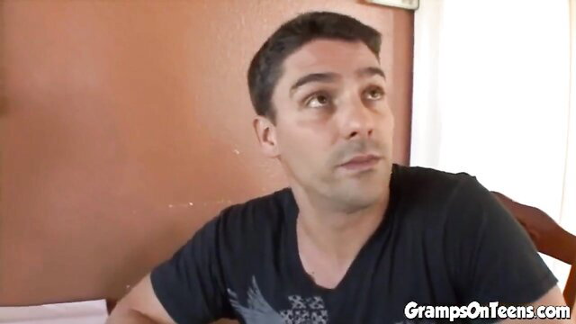 Hot guy in black tee smirks ready to dominate naughty maid