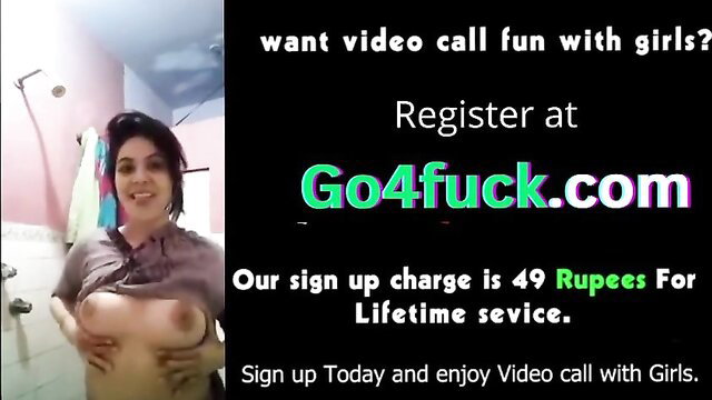 Indian woman exposing huge tits in bathroom, Go4Fuck.com ad